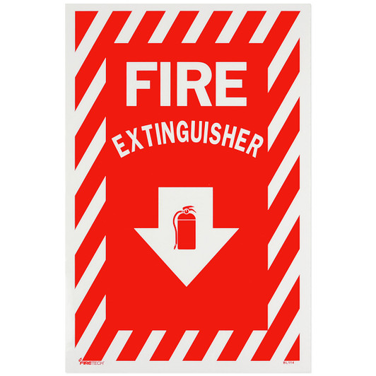 Vinyl Self-Adhesive Fire Extinguisher Arrow Sign - 8" x 12"