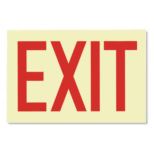 Glow-in-the-Dark Exit Sign - Adhesive - 12" x 8"