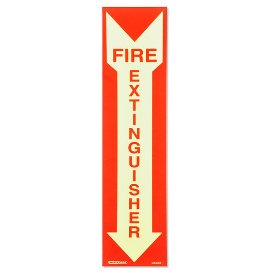 Jalite 4" x 18" Photoluminescent Fire Extinguisher Arrow Sign - Rigid Plastic