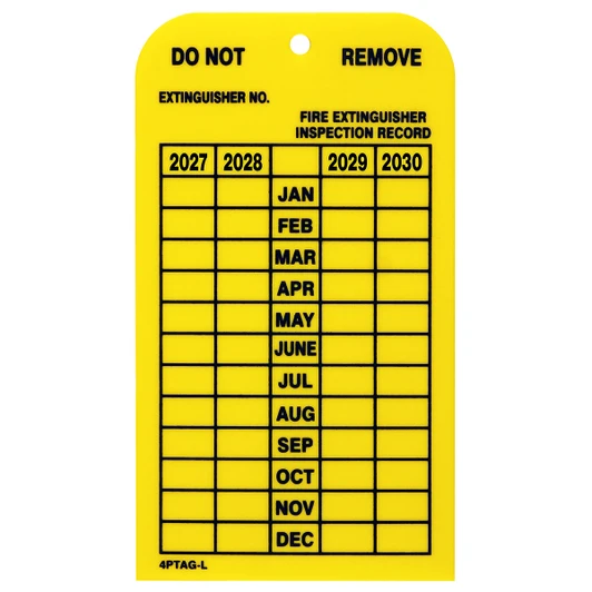 2027 Plastic Fire Extinguisher Inspection Tag - Plastic 2027 Plastic Fire Extinguisher Inspection Tag - Plastic