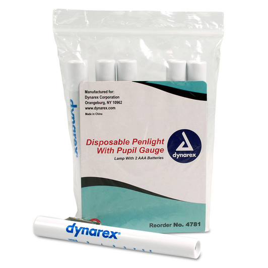 Disposable Penlight with Pupil Gauge - Pack of 6 - Dynarex 4781