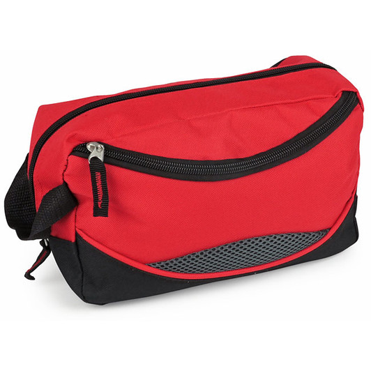 2 Pocket Toiletry Bag - Red and Black - 9.5 x 6 x 3.5