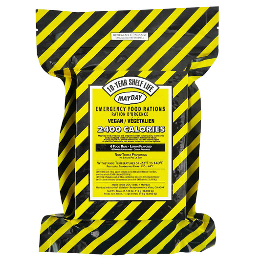Mayday 10 Year Vegan 2400 Calorie Food Bars - Case of 24
