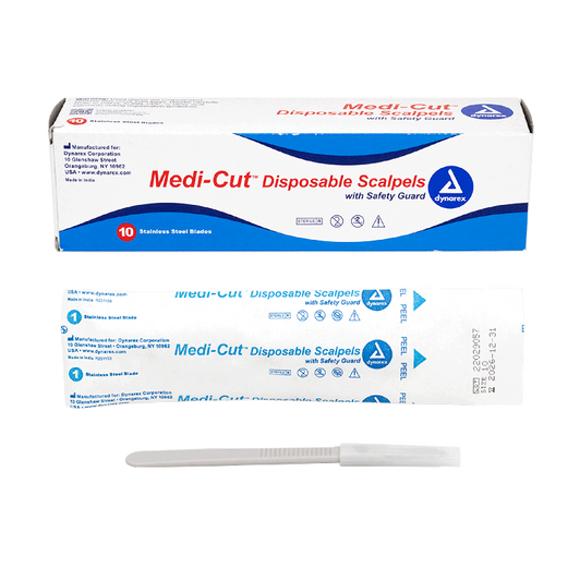Dynarex #10 Medi-Cut Scalpels Sterile Disposable - Box of 10 - 4110