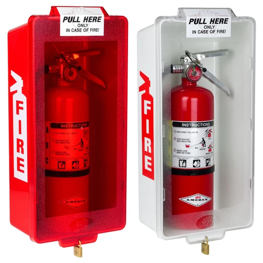 Mark I Junior Fire Extinguisher Cabinet, Red Tub/Red Cover, White Tub/Clear Cover
