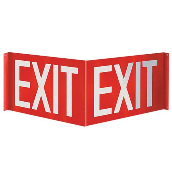 3D Angle Exit Sign - Silk Screened on Rigid Plastic - 12