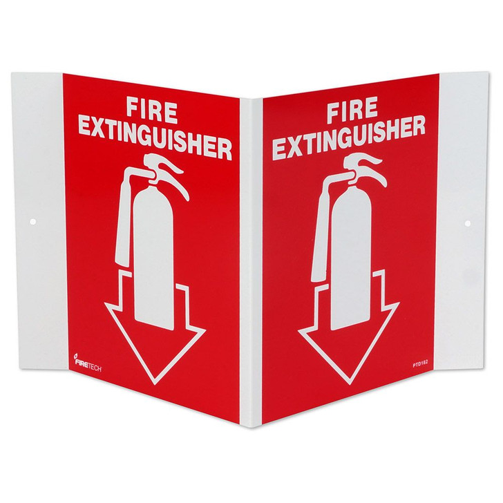 3D Projecting Fire Extinguisher Arrow Sign - Rigid Plastic - 5" x 6"
