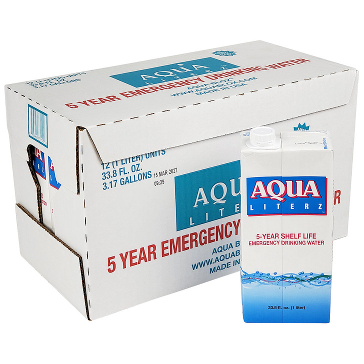 5-Year Aqua Literz Emergency Drinking Water 33.8 oz Case of 12