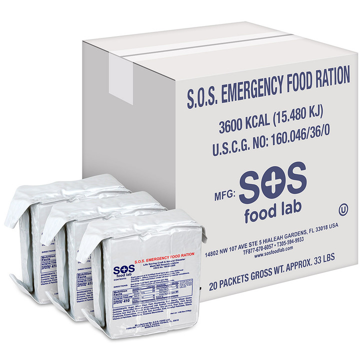 4 Case Minimum Order - Case of 20 - SOS 3600 Calorie Emergency Food Bars