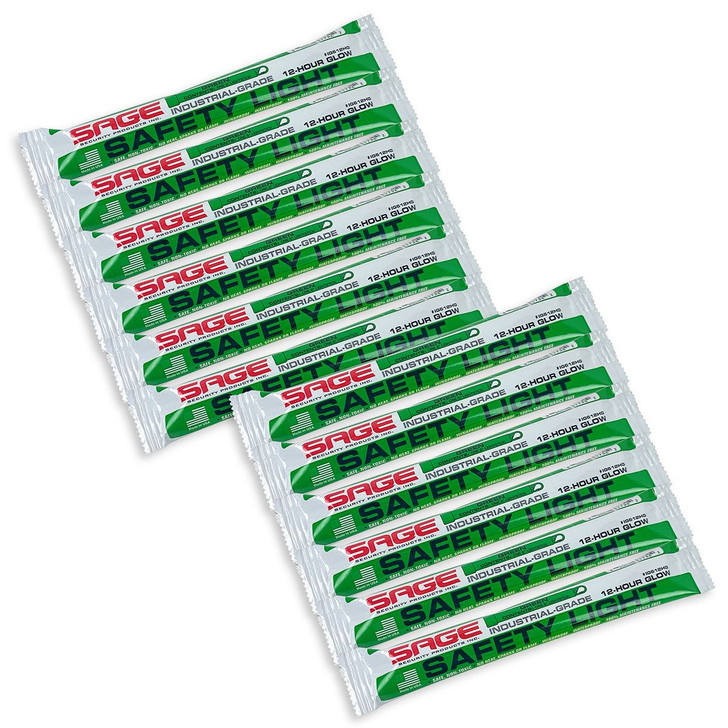 12-Pack - Sage 12-Hour Green Glow Safety Light Stick - 6"