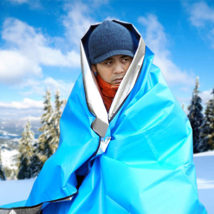 Emergency Outdoor DoubleSided Blanket with Plastic Stakes 82'' x 51