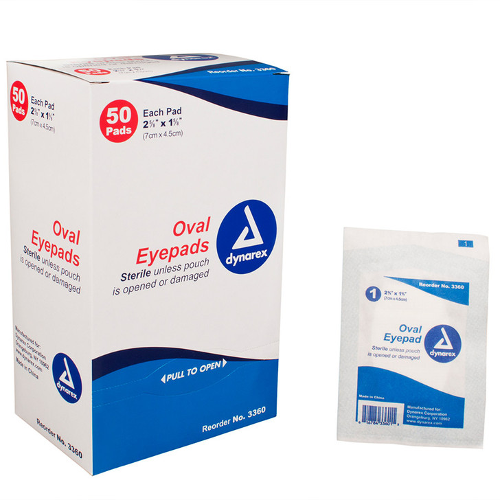 Dynarex 3360 Sterile Oval Eye Pads - Box of 50