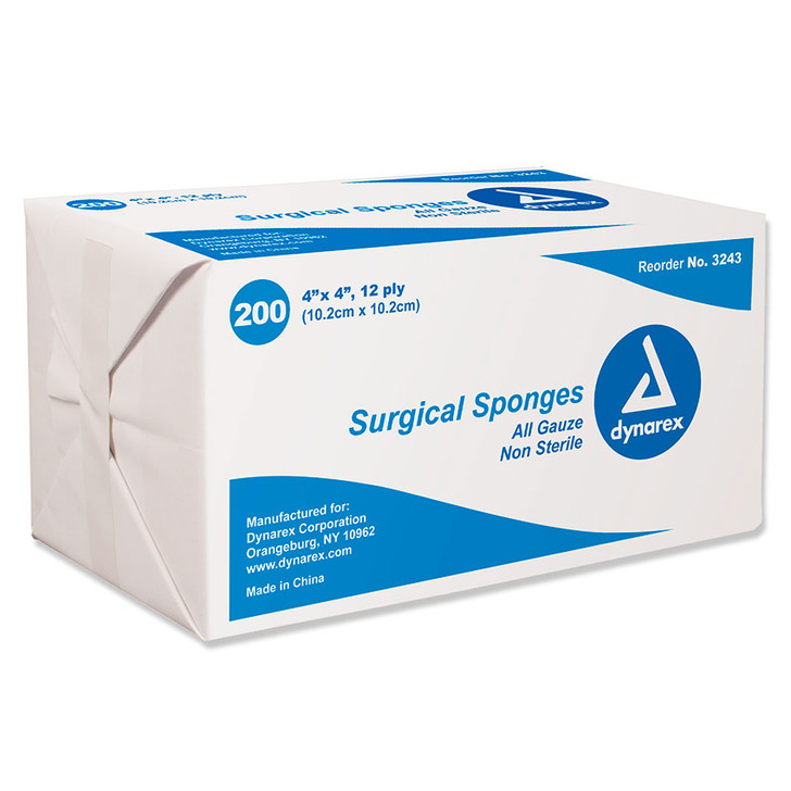 Dynarex Gauze Pads 4'' x 4'' Non-Sterile 200 Pack - First Aid