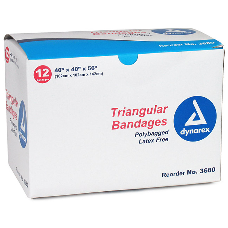 Dynarex 3680 Triangular Bandages - 40 x 40 x 56 - 12 Pack