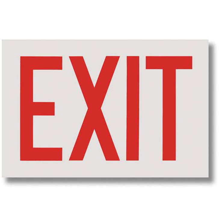 Exit Sign - Silk Screened on Adhesive Vinyl  - 12" x 8" - White