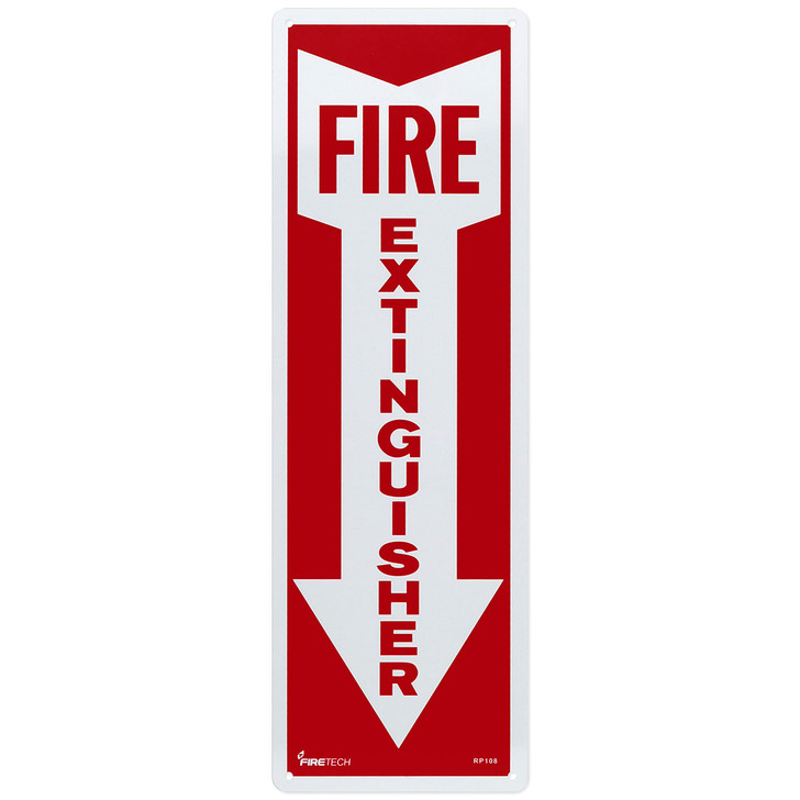 Rigid Plastic Fire Extinguisher Arrow Sign - 4" x 12"