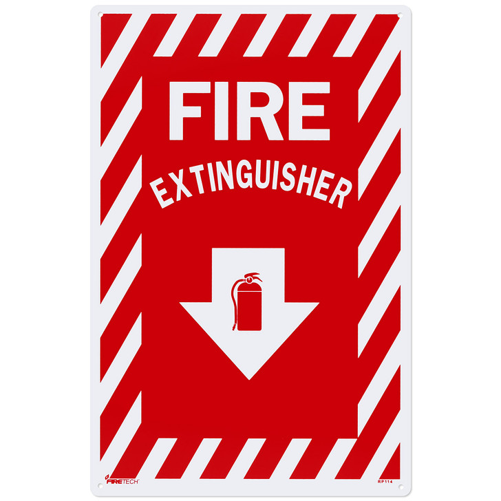 Rigid Plastic Fire Extinguisher Arrow Sign - 8" x 12"