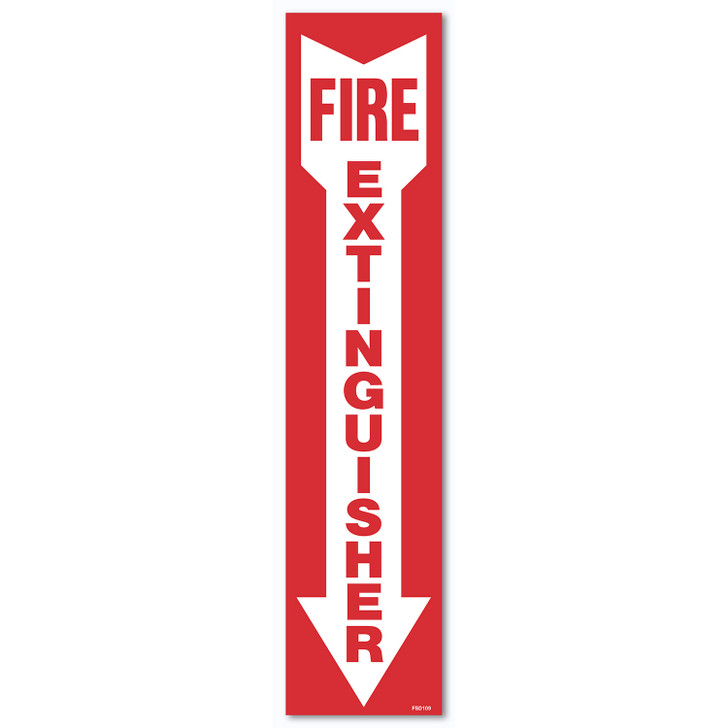Vinyl Self-Adhesive Fire Extinguisher Arrow Sign - 4" x 18"
