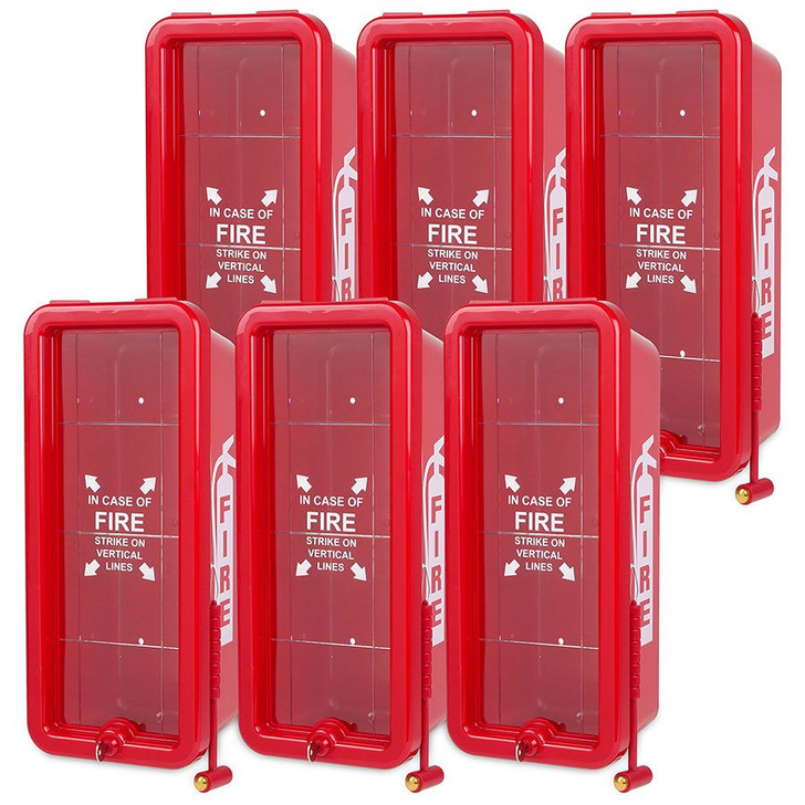 5 lb FireTech Fire Extinguisher Cabinet - Surface Mount - Pkg-6 - Red or  White