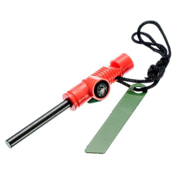 3-IN-1 Flint Fire Starter, Striker, Compass & Whistle 2" x 1/4"