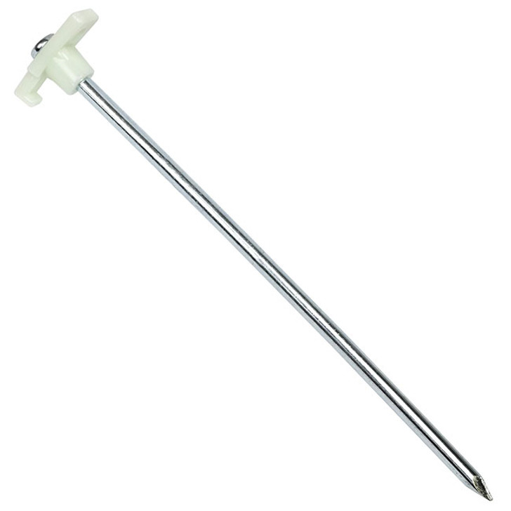 Steel Tent Stake with Glow in the Dark Plastic ''T'' Stopper