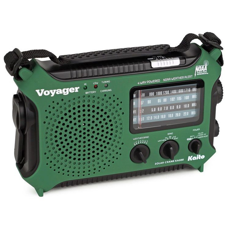 The Voyager Crank, Solar Power AM/FM/SW NOAA Weather Alert Emergency