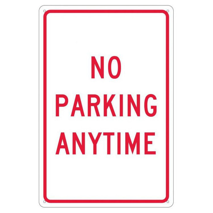 No Parking Anytime Sign - Aluminum - 18