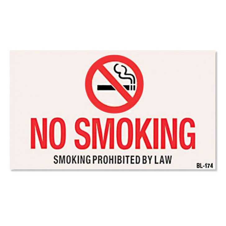 8" x 5" No Smoking Sign - Smoking Prohibited by Law - Adhesive Vinyl