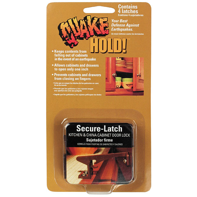 Quakehold! 4250 Secure Latch Kitchen China Cabinet Door Lock (4