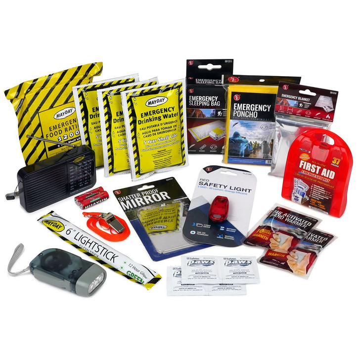 STAY SAFE Homeless Care Safety & Survival Kit with Food, Water & Radio - 20 piece