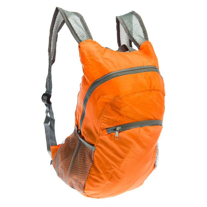 Ultralight Orange Collapsible Backpack with Zipper Pocket -16 x 11 x 7"