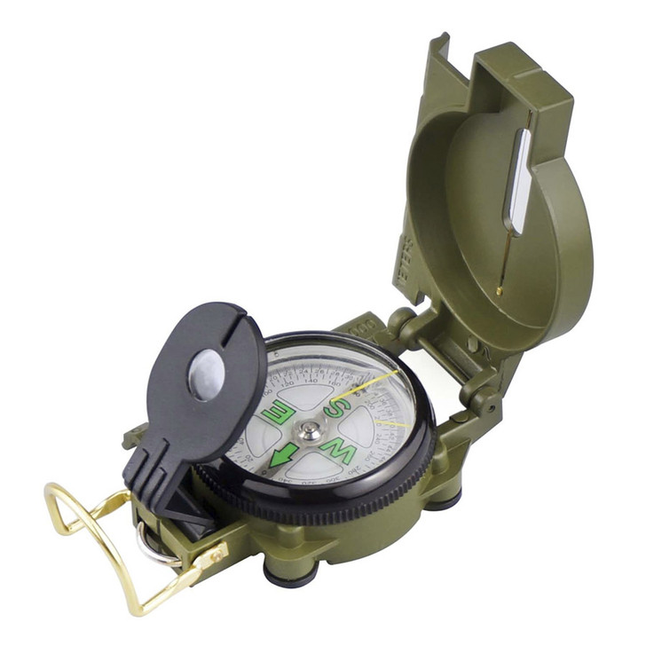 Military Lensatic Sighting Compass with Pouch and Lanyard - Camping Tools  Supplies