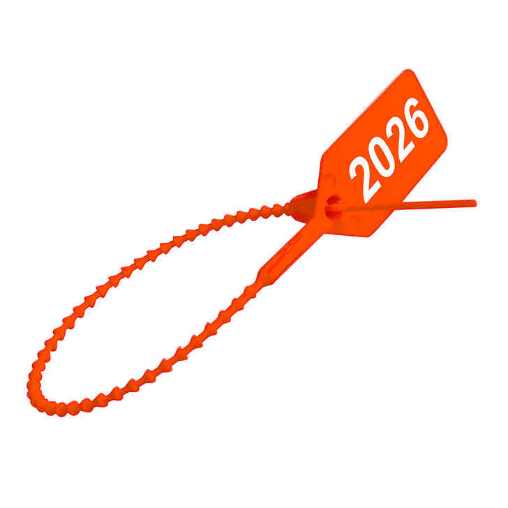 Dated 2026 Orange Extinguisher Tamper Seals - 100 Pack - Fire