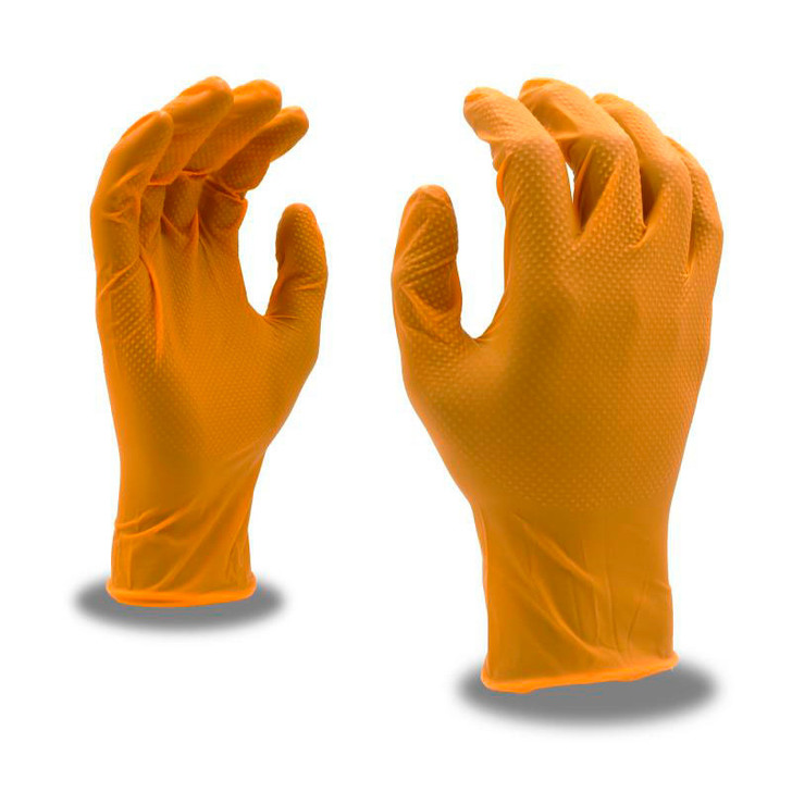 Orange Nitri-Cor Diamond Disposable Nitrile Gloves #4087 - 100 Pack