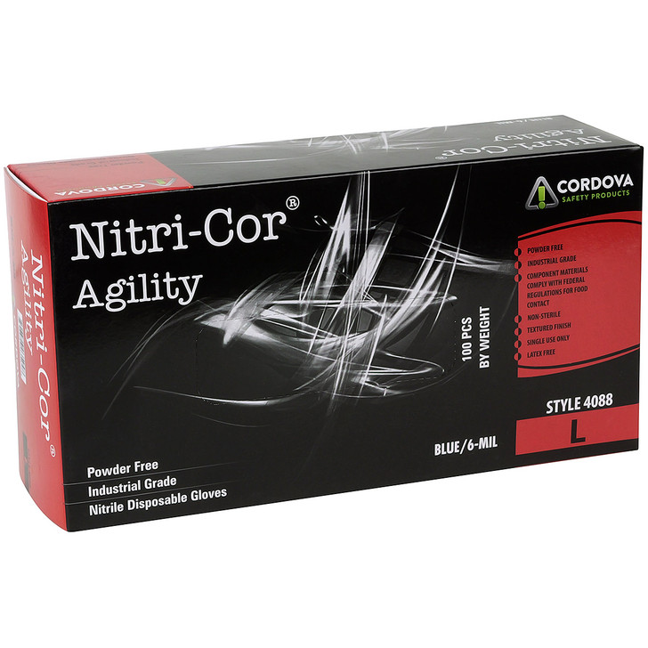 Blue Nitri-Cor® Agility Disposable Nitrile Gloves 6 Mil #4088