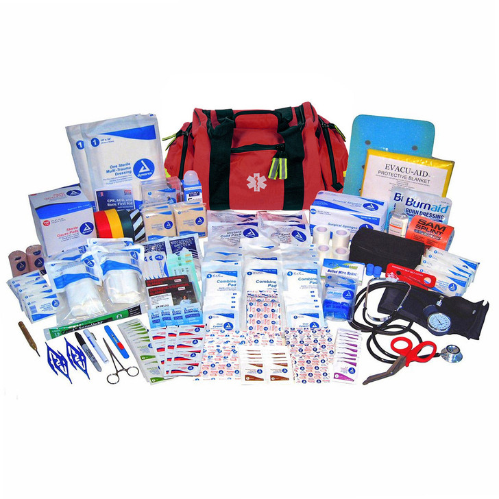 EMT First Responder Medical Kit - 565 Pieces - Red Bag