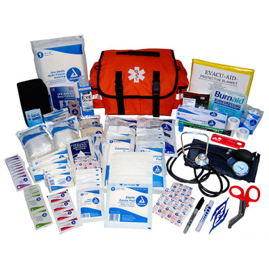 EMT Style First Responder Medical Kit - 374 Pieces - Orange Bag