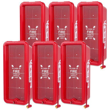 5 lb FireTech Fire Extinguisher Cabinet - Surface Mount - Pkg-6 - Red or  White