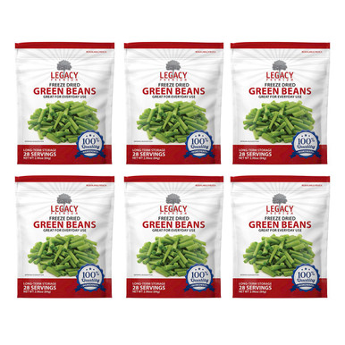 28 Serving Freeze-Dried Green Beans Pouch - 6 pack - Legacy Emergency ...