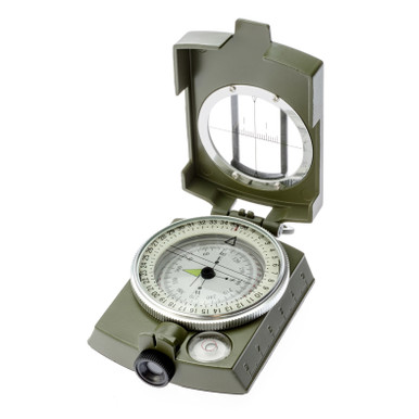 Military Lensatic Sighting Compass with Pouch and Lanyard