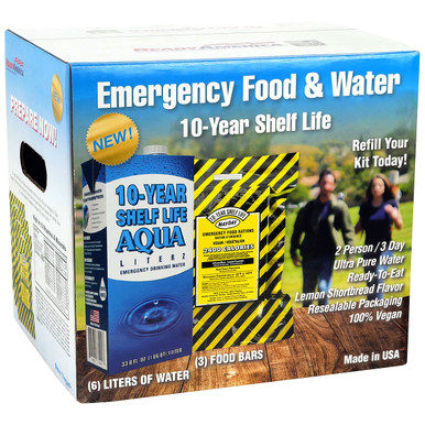 10 Year Vegan Emergency Food and Water Kit for 3-Day Survival