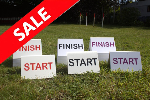 Agility START and FINISH signs - Red on white.