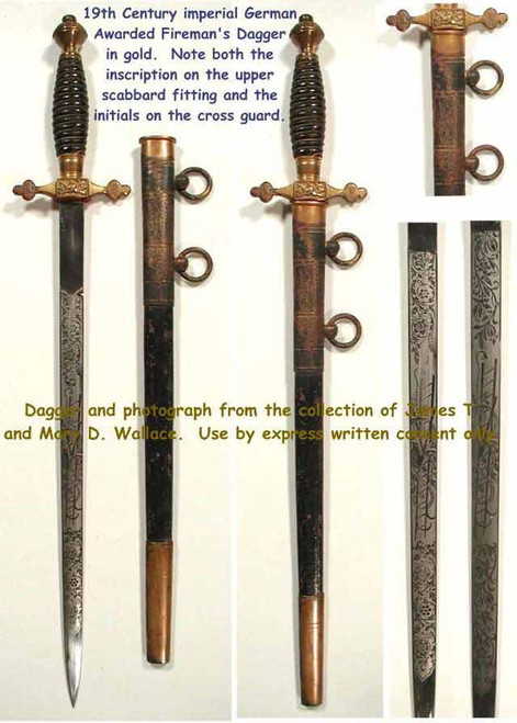 19th Century Imperial German Fire Dagger Awarded #249 19th Century Imperial German Fire Dagger Awarded #249