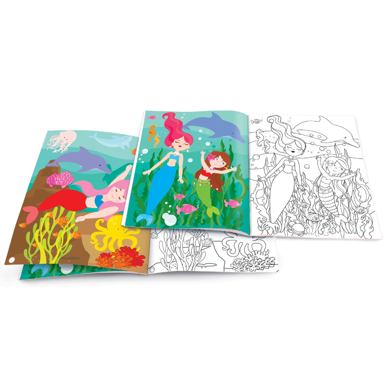 Dry Erase Coloring Book with Reusable Stickers- Magical Mermaids - The  Piggy Story