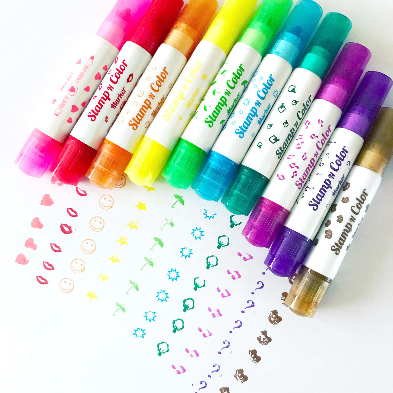 SES Creative Stamping with Markers - Bright, Bold Colored Washable Markers  with Stamp - Easy Grip Non-Toxic Paint Stamp Pen for Kids - 6 Colors