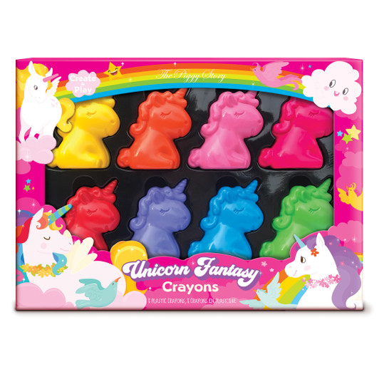 Unicorn shaped crayons in bright colors