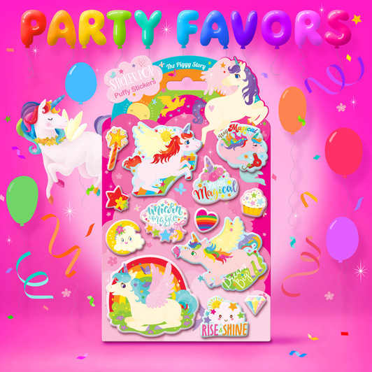 Unicorn party favor set of 12 puffy sticker packs