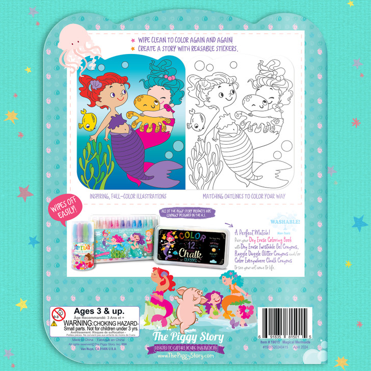 Back cover of Mermaid Dry Erase Coloring Book