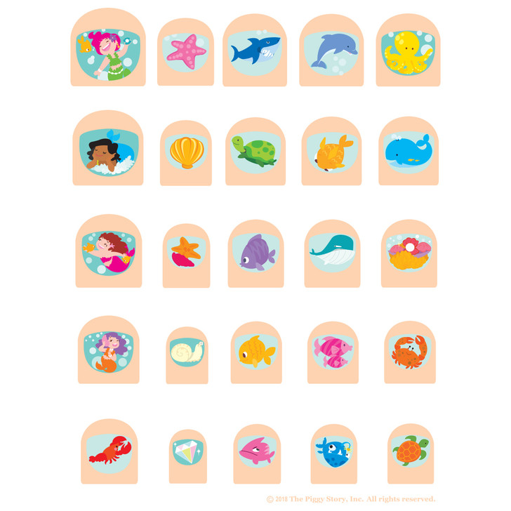 Girl Nation's Mermaid Nail Stickers in 25 designs of various sizes