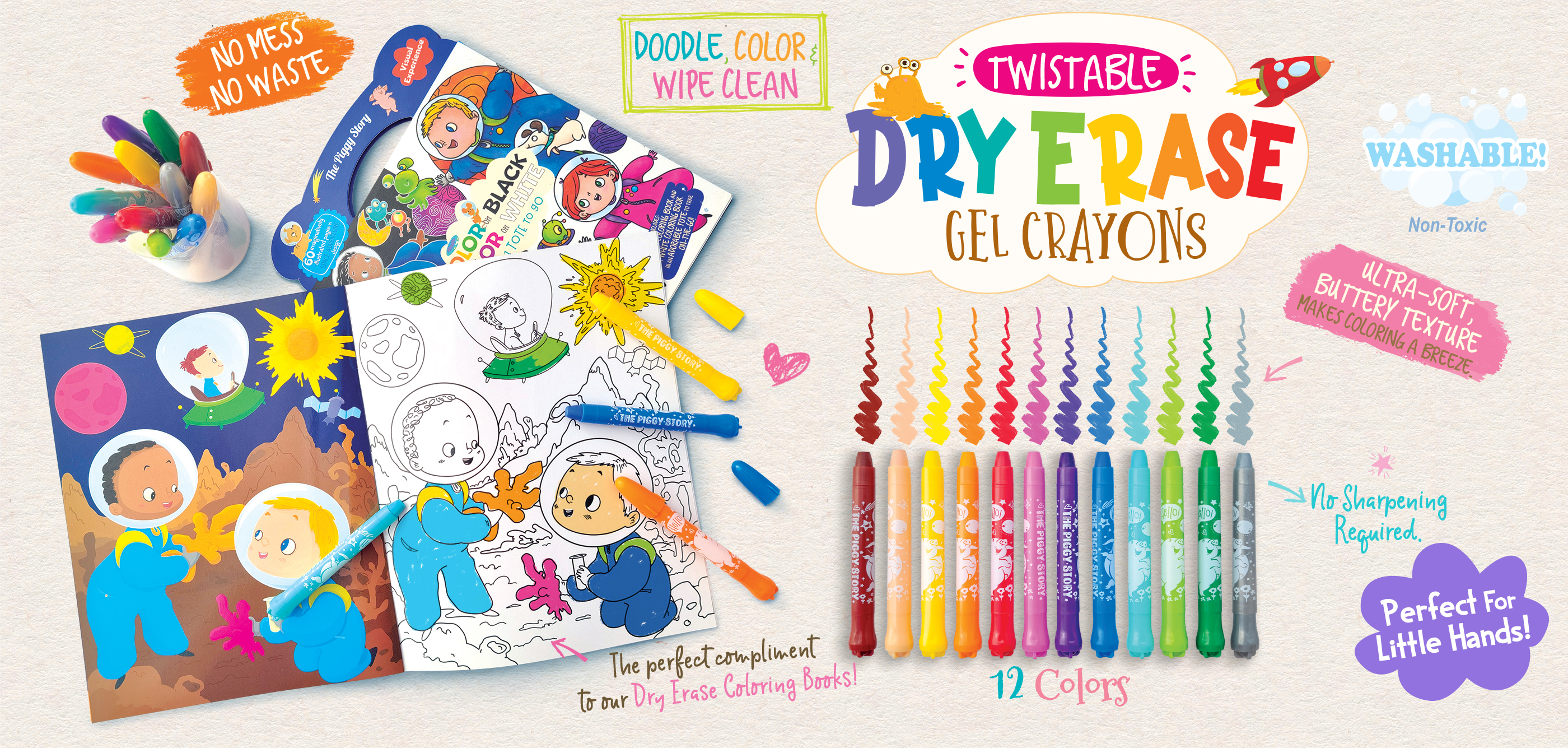 The Piggy Story Dry Erase Twistable Gel Crayon Dinosaur World